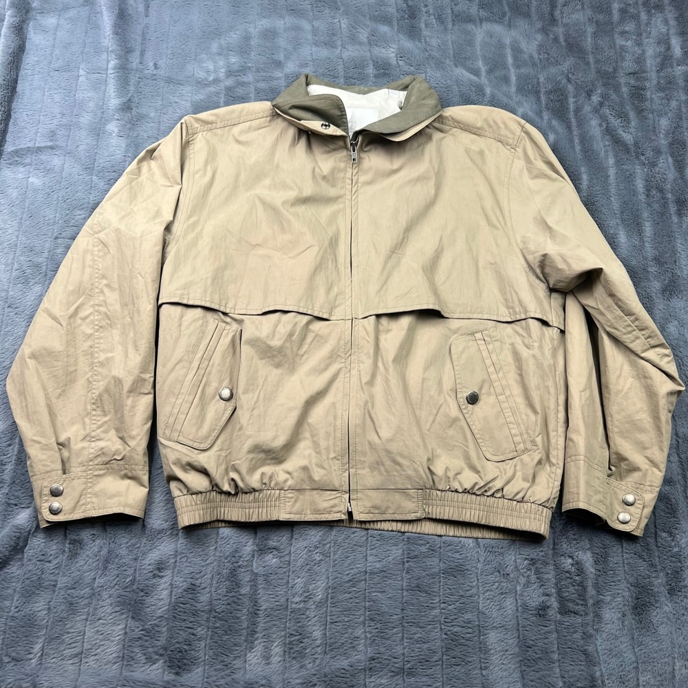 London Fog Mens Tan Khaki Zip Front Golf Jacket Harrington Coat Size M Regular